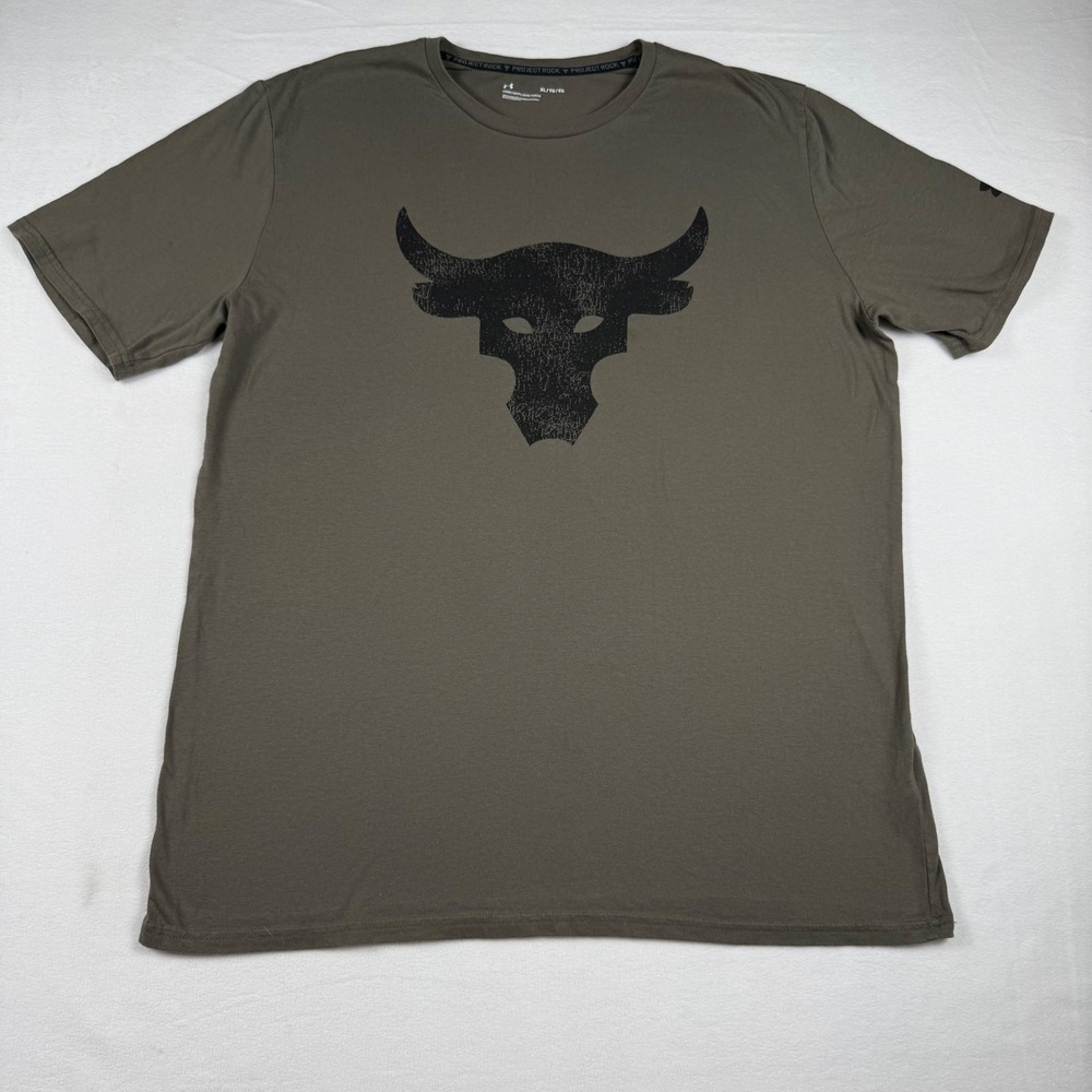 Under Armour Project Rock Shirt XL Green Brahma Bull Gym Training Graphic Tee